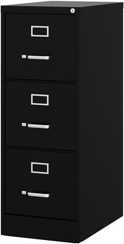 UrbanPro 3 Drawers 40.19" Vertical Black Metal Filing Cabinet Lockable Pre-Assembled Stationary Letter Size for Home, Office