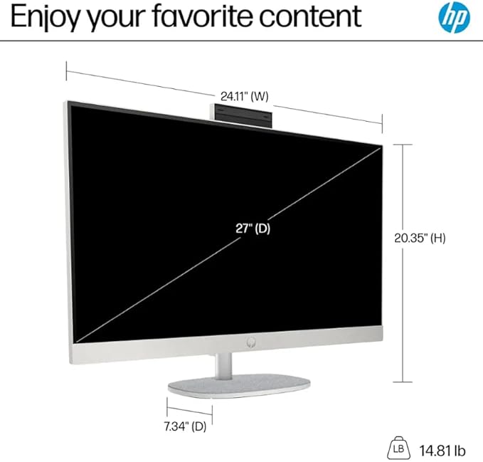HP 27" FHD All-in-One Computer, 12-Cores Intel Core Ultra 7, 32GB DDR5 RAM 1.5TB Storage (1TB SSD+512GB Docking Station Set), Windows 11 Pro with Microsoft Office Included, White