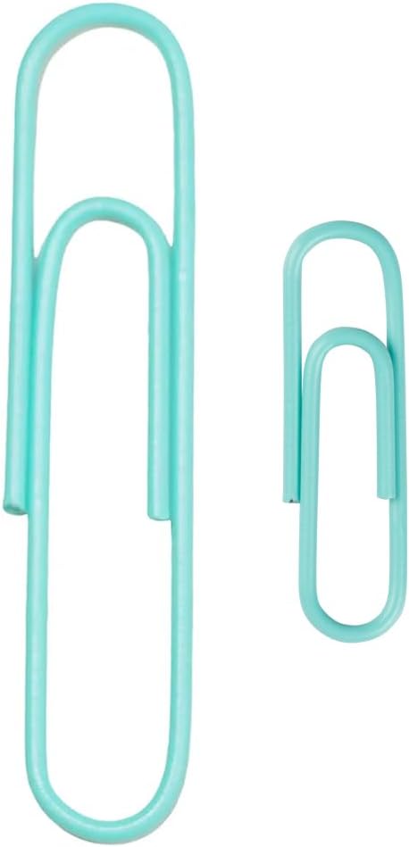 JAM PAPER Combo Pack Colorful Paper Clips - Standard & Jumbo - Teal Paperclips - 1 Pack of 100 & 1 Pack of 75