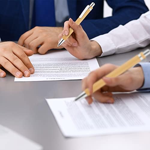 SATINIOR 200 Pcs Bamboo Ballpoint Pens, Wooden Retractable Ballpoint Pen, Black Ink, 1mm Pen, Sustainable, Stylish, Practical, Widely Applicable