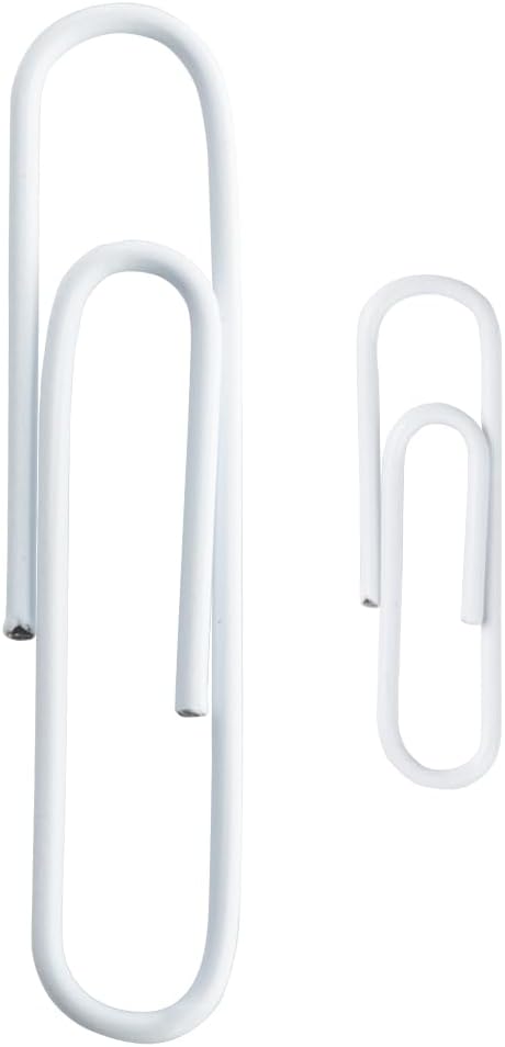 JAM PAPER Combo Pack Colorful Paper Clips - Standard & Jumbo - White Paperclips - 1 Pack of 100 & 1 Pack of 75