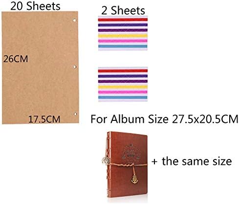 ThxMadam Scrapbooking Kraft Paper 26x17.5CM,20 Sheets Extra Refill Pages Photo Book Blank Paper for Scrapbook Photo Album Guest Book Memory Notebook 10.82" x 8.07" (27.5 x 20.5CM) for Album Large