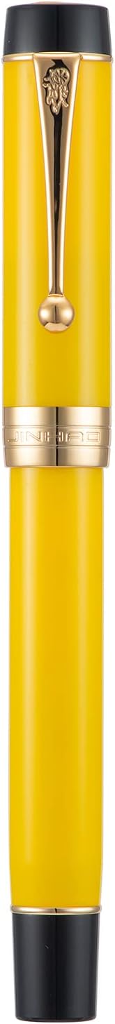 Jinhao 100 Fountain Pen Celluloid Classic Style, #6 Nib Smooth Writing Instrument with Refillable Converter and Pen Case Set