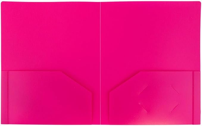 JAM PAPER Heavy Duty Plastic 2 Pocket Extra Tough School Folders - Fuchsia Hot Pink - 3/Pack