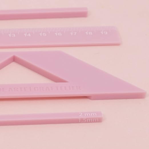 Craftelier - Complete Kit of Binding Rulers + Gift Set - Includes L Ruler + T Ruler + Separation Guide + Corner Cutting Square + Case + Instruction Manual - Color Pink