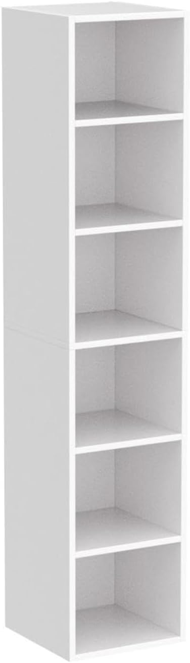 70.9" Wooden Bookshelf, 6-Tier Bookshelf with Open Storage, Corner Bookcase, Display Shelf for Bedroom and Living Room Offices, White