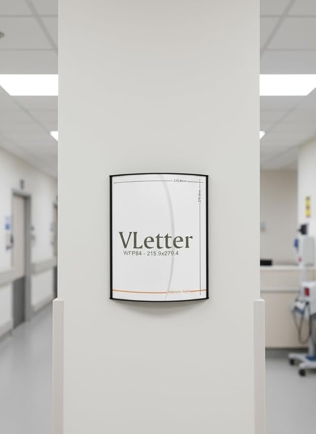 SET OF 2, OFFICE SIGN HOLDER FOR WALL OR DOOR MOUNT NAME PLATE FRAME DISPLAY CURVATURE PLAQUE SILVER ALUMINUM, 8.5" W x 11" H