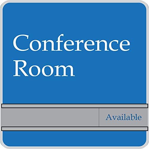 NapTags Conference Room Slider Signs (Sapphire Blue - Silver Frame, 6" x 6")