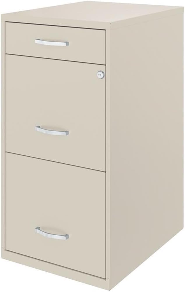 Scranton & Co 18" 3-Drawer Metal Filing Cabinet with Pencil Drawer in Off White