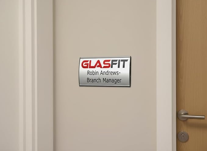 SET OF 3, SIGN HOLDER WALL / DOOR MOUNT NAME PLATE FRAME DISPLAY CURVATURE PLAQUE SILVER ALUMINUM OFFICE 4.00" W x 6.00" H