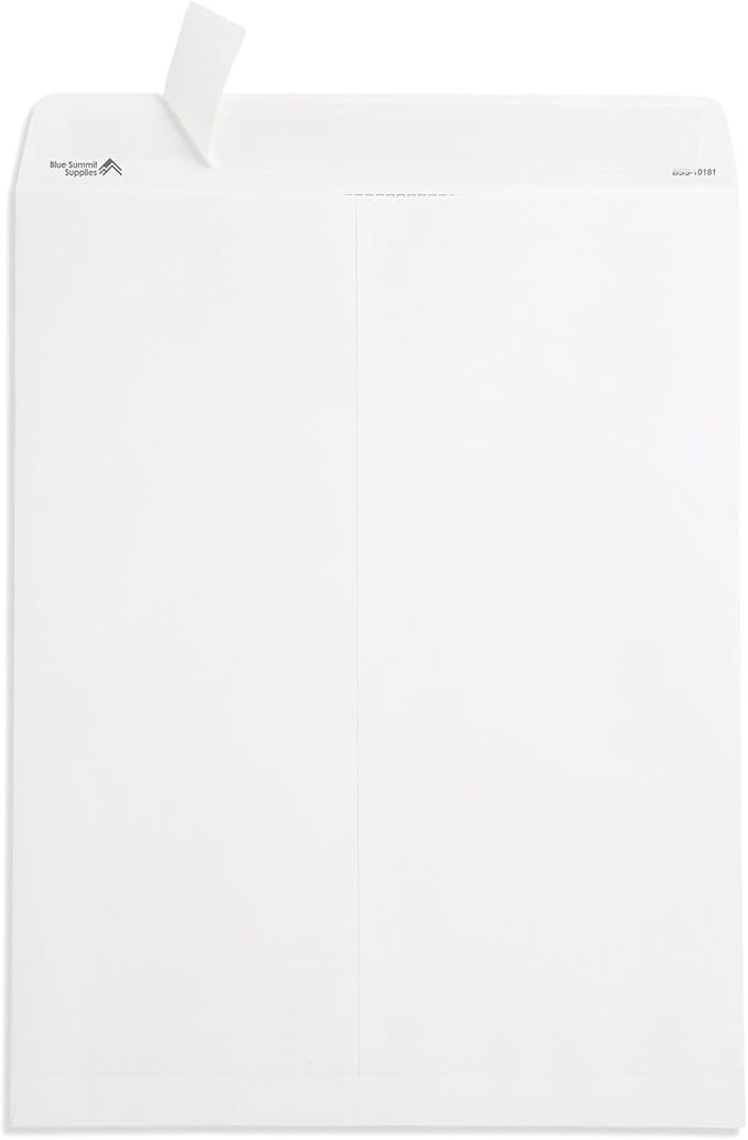 Blue Summit 50 Large Envelopes 12x15, Large Mailing Envelopes 12x15 for Documents, Self Seal 12x15.5, Thick 28lb Paper, 50 White Mailers