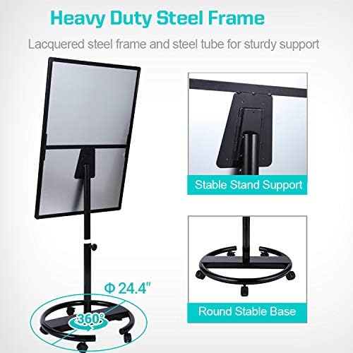 40 X 28 Inch Mobile Magnetic Whiteboard, Height Adjustable Dry Erase Board Easel on Rolling Stand with Flipchart Easel Pad, Magnets & Eraser, Black