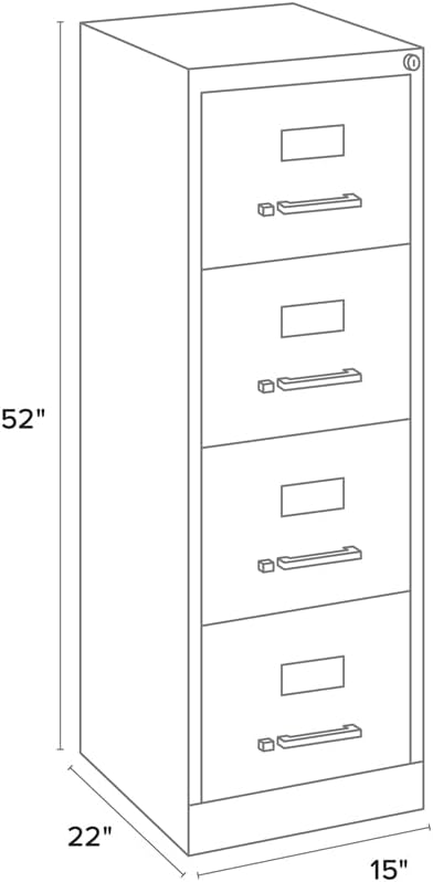 Scranton and Co 22" Deep 4 Drawer Letter File Cabinet in Putty, Fully Assembled