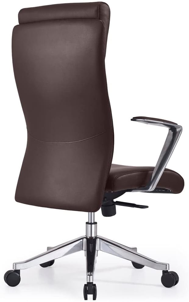 ZURI Draper Leather Executive Chair with Aluminum Frame- Dark Brown