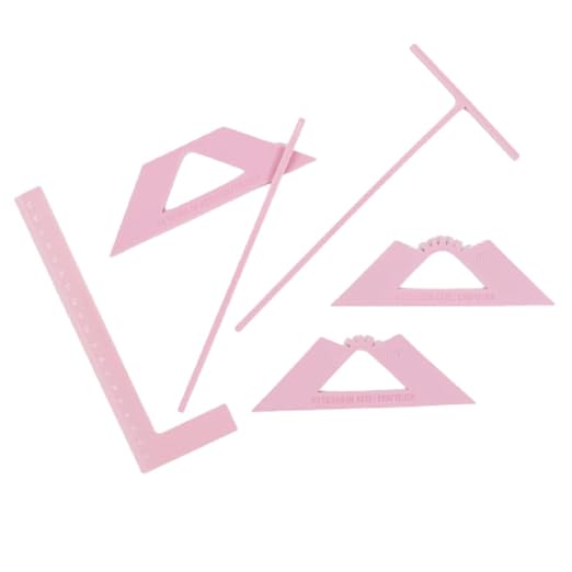 Craftelier - Kit Rulers and Binding Squares | Basic Tools for Scrapbooking, Craft and Binding Projects | Includes L Ruler, T Ruler and Squares | Color Pink