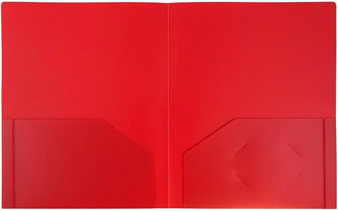 JAM PAPER Heavy Duty Plastic 2 Pocket Extra Tough School Folders - Red - 6/Pack