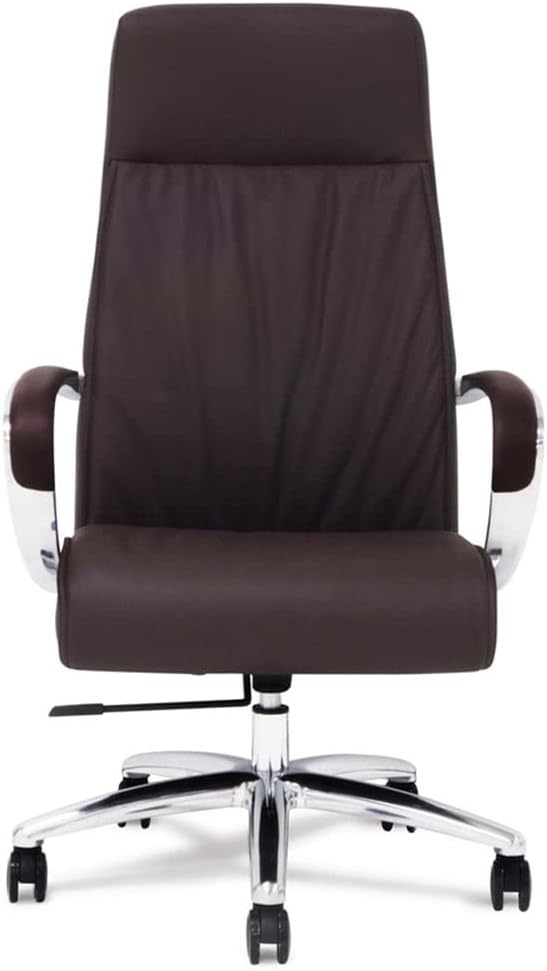 ZURI Forbes Genuine Leather Aluminum Base High Back Executive Chair - Dark Brown