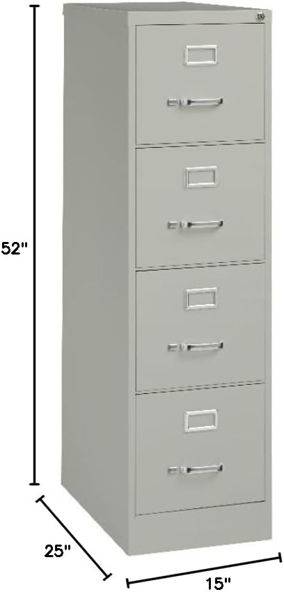Scranton & Co 25" 4-Drawer Metal Letter Width Vertical Filing Cabinet in Gray, Lockable, Sturdy Steel Construction, Office or Home Use, Durable Letter Size File Storage