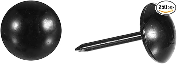 uxcell Upholstery Tacks Nail Pins Furniture, 250Pcs 9.5x17mm Thumb Tack Pins Assortment Kit Carbon Steel for Home Sofa DIY Decorative Nail Heads Nails, Black