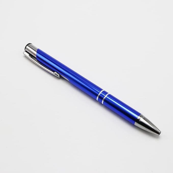 Stylish quality 5 metal ballpoint Pens, black ink, soft writing experience (Blue)