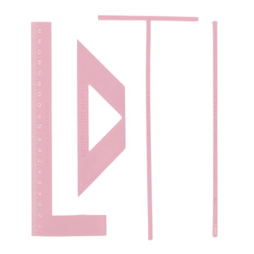 Craftelier - Complete Kit of Binding Rulers + Gift Set - Includes L Ruler + T Ruler + Separation Guide + Corner Cutting Square + Case + Instruction Manual - Color Pink