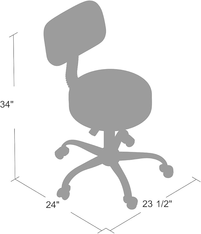 Boss Office Products Be Well Medical Spa Professional Adjustable Drafting Stool with Back, Grey (B245-GY)