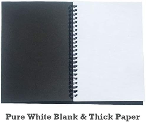Spiral Notebook, 3Pack Spiral Journal, Thick Pure White Paper 120 Pages Wirebound Notebooks, Sketch Pads& Planner（Black)