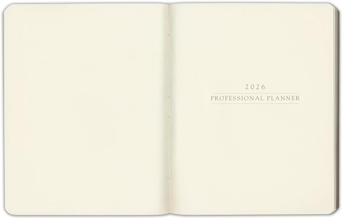 Gallery Leather Professional Weekly Monthly Planner 2026, Elegantly Bound Calendar Planner and Notebook with Stylish Gold-Gilded Page Edges, 12 Months - Acadia Black - 9 x 7 "