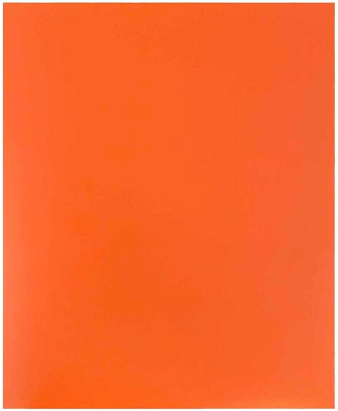 JAM PAPER Heavy Duty Plastic 2 Pocket Extra Tough School Folders - Orange - Bulk 144/Box