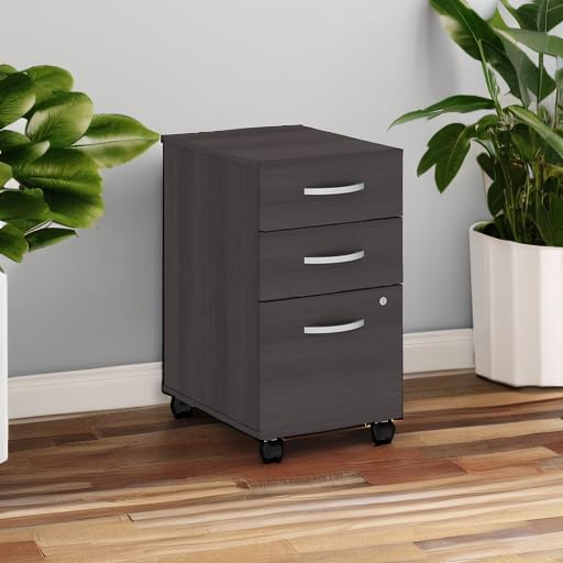 Bush Business Furniture Studio C 3 Drawer Mobile File Cabinet-Assembled, Rolling Document Storage for Home or Professional Office, 16W, Storm Gray