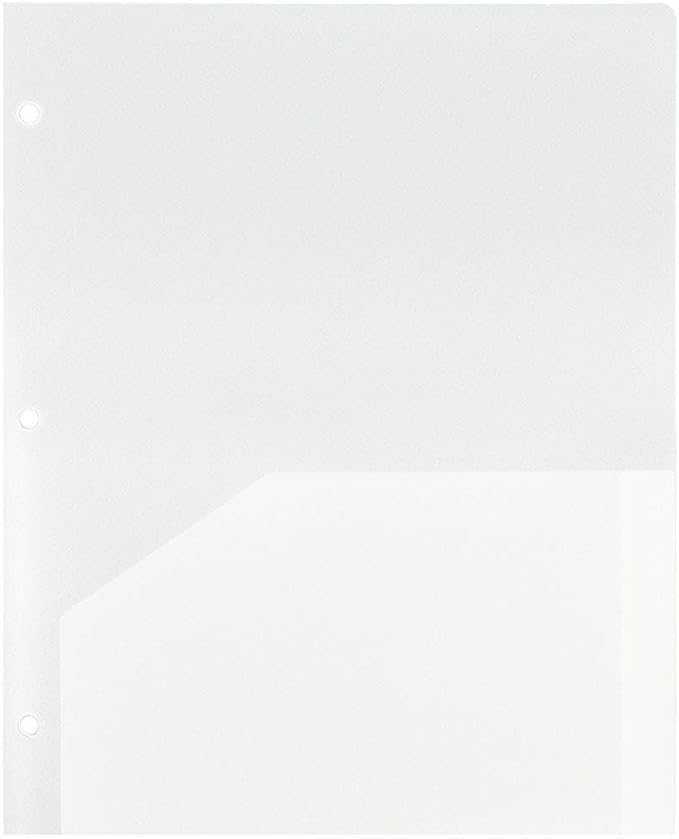 JAM PAPER Heavy Duty Plastic 3 Hole Punch Pocket Folders - Extra Tough School Folders - Clear - 3/Pack