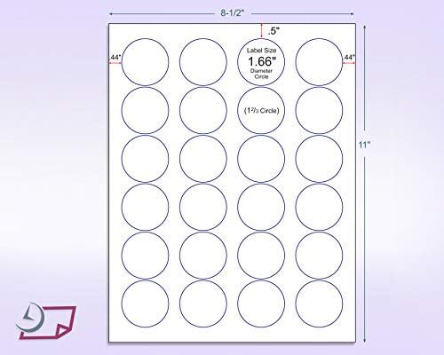8-1/2 x 11" Neon Color High Light Fluorescent Labels for Laser & Inkjet Printer (Yellow Fluorescent, 1.66" Round - 24 Per Page | 2400 Labels)