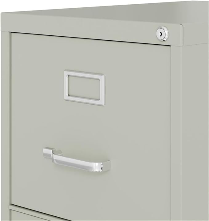 Scranton & Co 4-Drawer 22" Deep Letter Filing Cabinet in Black, Office Commercial Grade, Fully Assembled, Light Gray