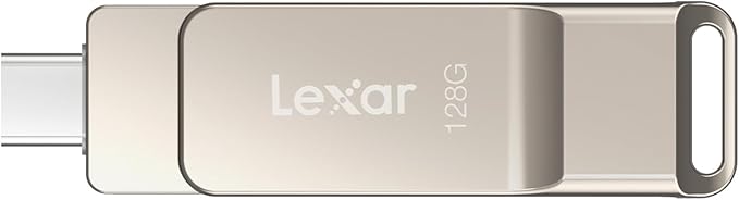Lexar D40E 128GB Dual USB 3.2 Gen 1 Type-C Jump Drive, USB-C Flash Metal Housing Swivel Design Thumb Drive