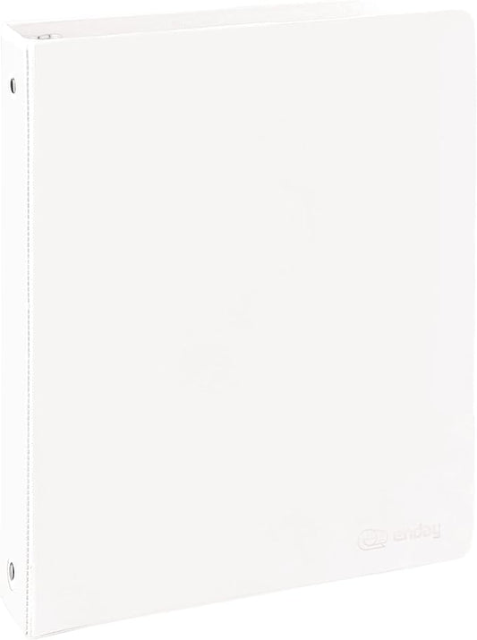 3 Ring Binder 1.5 Inch White, 1 ½ inch Binder Clear View Cover with 2 Inside Pockets, Colored School Supplies Office and Home – by Enday