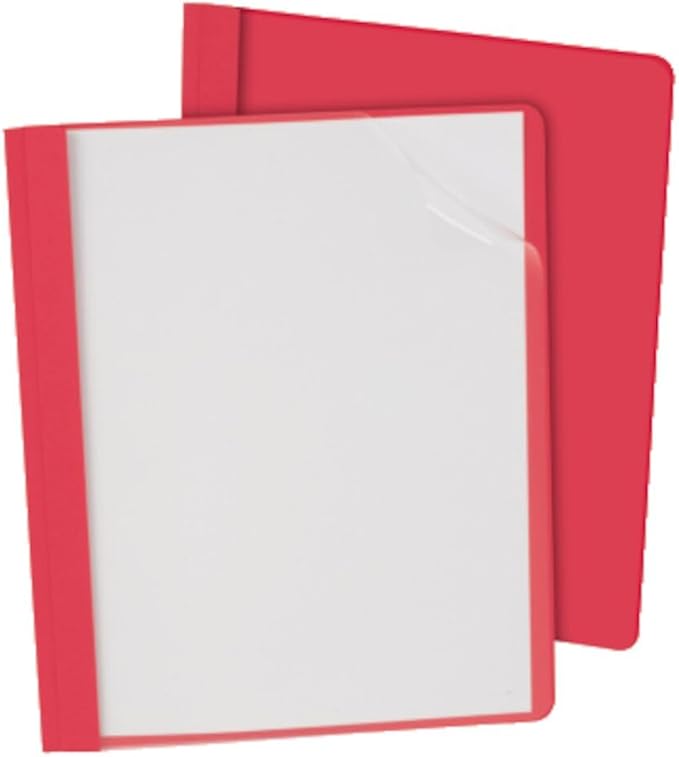 Oxford Clear Front Report Covers, Red, Letter Size, 25 per Box (55811EE) (Pack of 2)