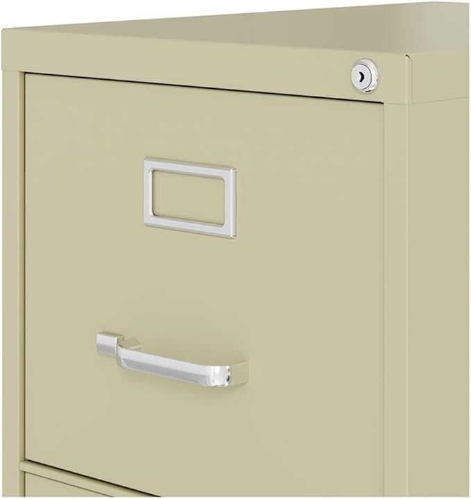 Scranton and Co 22" Deep 4 Drawer Letter File Cabinet in Putty, Fully Assembled