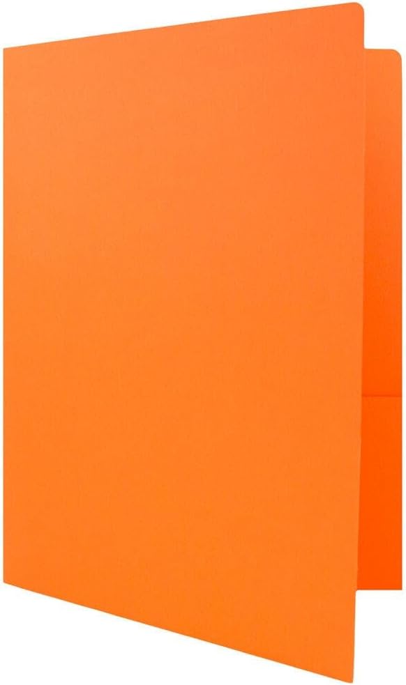 LUXPaper 9" x 12" Presentation Folders | Two Pocket | Mandarin Orange | 100lb. Cover | 10 Qty