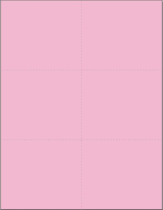 Limited Papers (TM) 8.5x11 Perforated Paper, 20/50 Pound, 75 GSM, Variety of Perforation Sizes and Colors, for Forms, Tickets, Postcards, Business Cards. (Pink, 6 up)