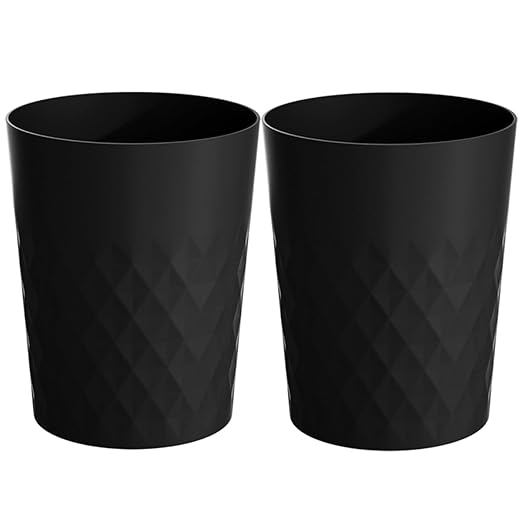 2 Pack Small Trash Can 1.8 Gallon Bathroom Garbage Can Waste Basket Recycling Bin for Dorms Bedrooms Offices Kitchens, Black