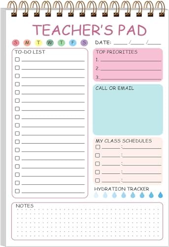 Teacher Notepad - Teacher To Do List Notepad, Spiral Checklist Notebook Organizer for Teachers Notes Task Appointment, Teacher Appreciation Gifts, 5.8'' x 8.3'', Pink