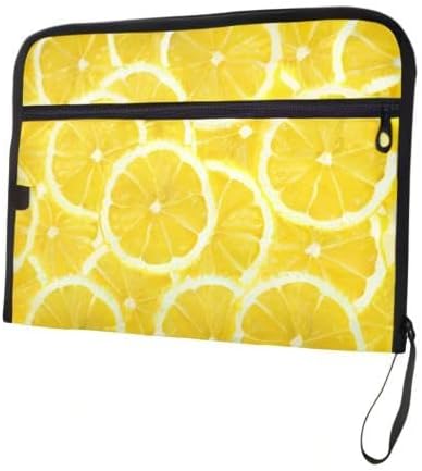 Expanding File Folder - 13 Pocket Accordion File Folders with Sticky Labels, A4 Letter Size Paper Document Organizer with Zipper Closure for Office School Boys Girls,Lemon