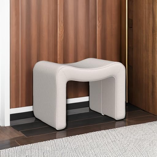 Large Footstool Ottoman, Multi-Functional Modern Foot Stool, Sofa Footrest Extra Seating for Living Room, Entryway, Hallways and Bedrooms, Large, White