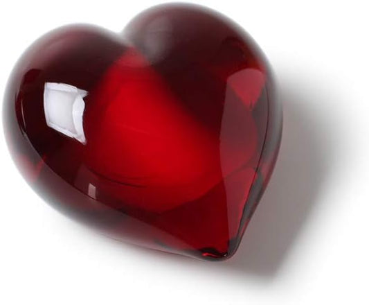 Ca D Oro Small Red Heart Glass Paperweight Hand Blown Murano-Style Art Glass