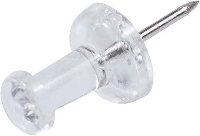 JAM PAPER Colorful Push Pins - Clear PushPins - 100/Pack