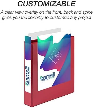 Samsill Durable 1.5 inch 3 Ring Binder, Made in USA, D Ring Binder, FSC 100% Recycled Chipboard, Red, 4 Pack