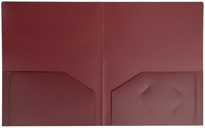 JAM PAPER Heavy Duty Plastic 2 Pocket Extra Tough School Folders - Burgundy - 3/Pack
