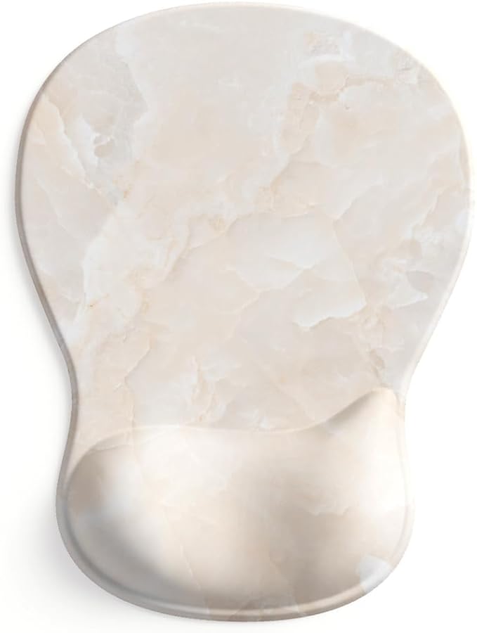 ErgoComfort Gel Wrist Rest Mouse Pad-Ergonomic Office Mousepad with Wrist Support-Non-Slip, Design Desk Accessories Mat for Home&Game Decor (08Cream Marble)