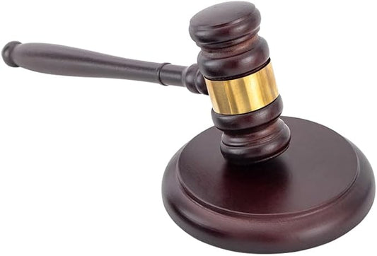 Handmade Wooden Gavel and Block Set Perfect for Lawyer Judge Auction Sale Meetings Student and Gifts (Round Block II)