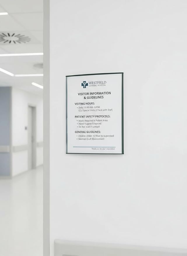 SET OF 2, WALL DOOR MOUNT SIGN HOLDER NAMEPLATE FRAME DISPLAY CURVATURE PLAQUE SILVER ALUMINUM, 6.0" W x 8.27" H A5 size